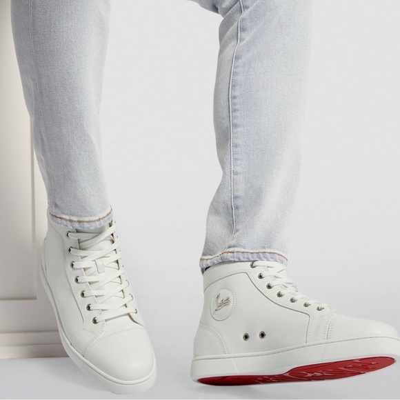 Christian Louboutin - White Leather High-Top Sneakers - Orig. $945.00 - Size 48 - Picture 9 of 12